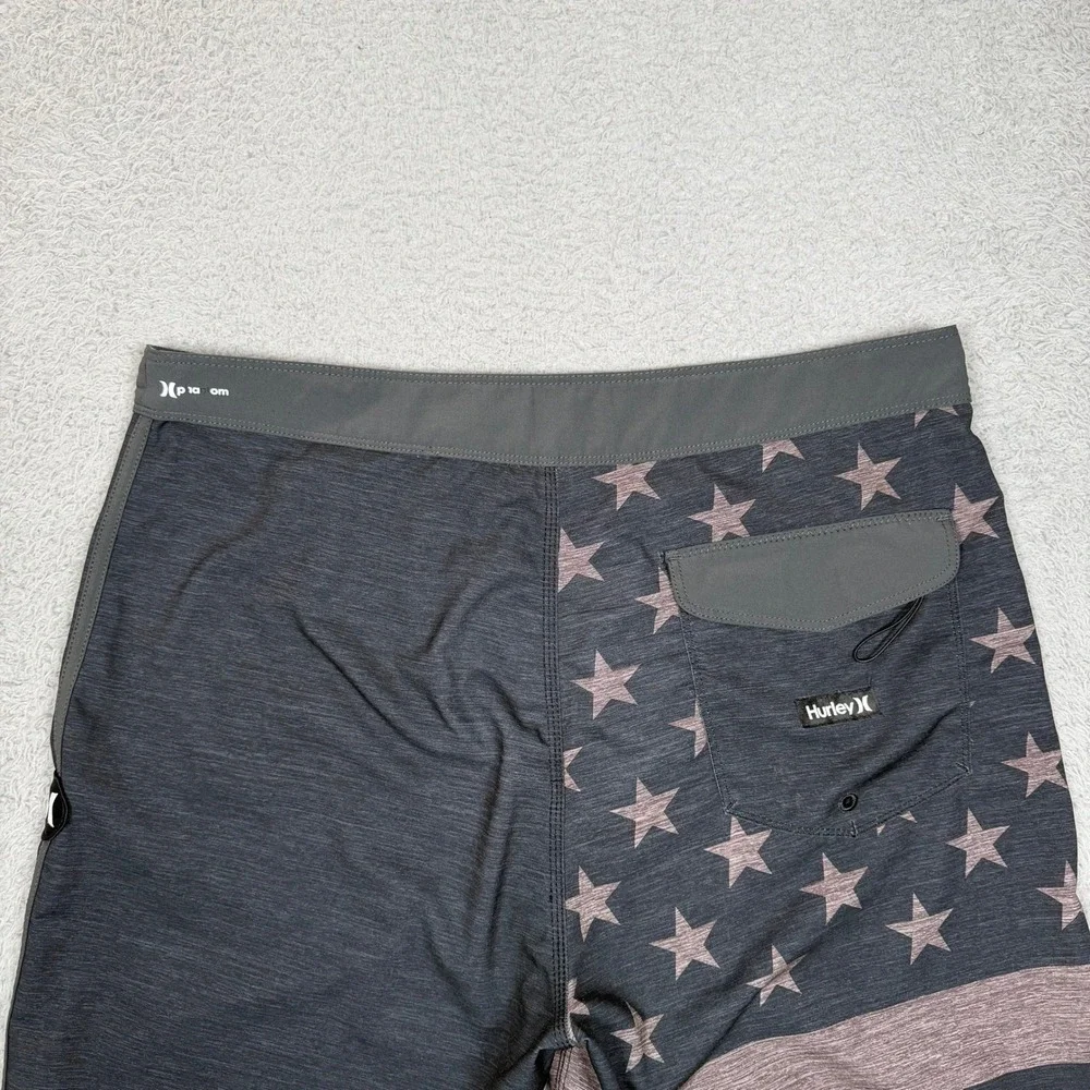 Hurley Phantom Mens 33 Board Shorts Dark Grey Stars Stripes Americana CJ5256‎